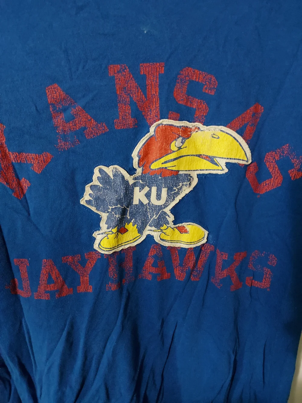 Vintage adidas Royal Blue Kansas Jayhawks Long Sleeve Tee with Red Accents